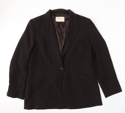 Country Casuals Womens Brown Polyester Jacket Suit Size 14