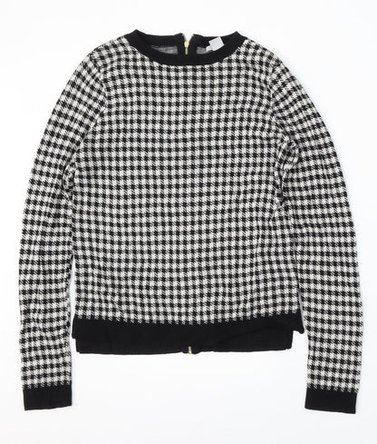 H&M Womens Multicoloured Round Neck Houndstooth Viscose Pullover Jumper Size S
