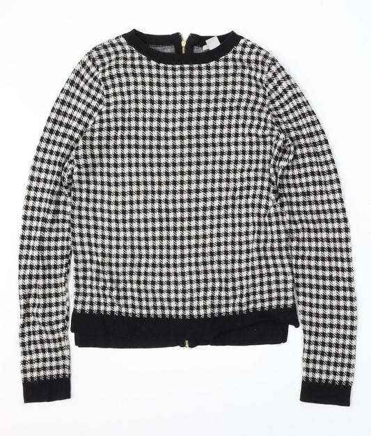 H&M Womens Multicoloured Round Neck Houndstooth Viscose Pullover Jumper Size S