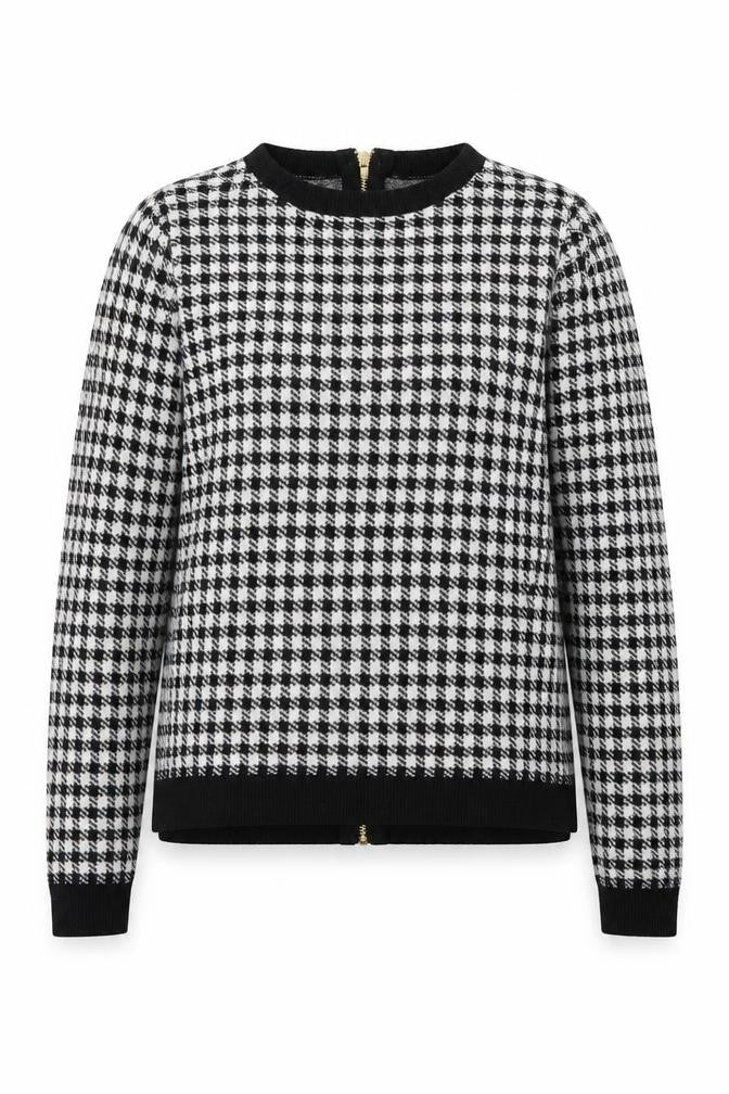 H&M Womens Multicoloured Round Neck Houndstooth Viscose Pullover Jumper Size S