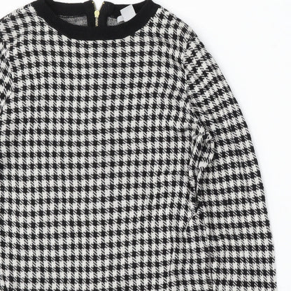 H&M Womens Multicoloured Round Neck Houndstooth Viscose Pullover Jumper Size S