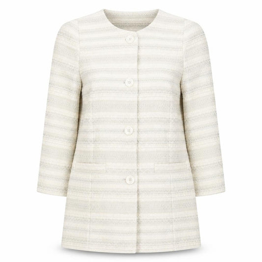 Artigiano Womens Yellow Striped Jacket Coat Size 14 Button