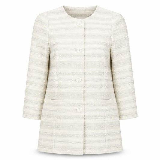 Artigiano Womens Yellow Striped Jacket Coat Size 14 Button