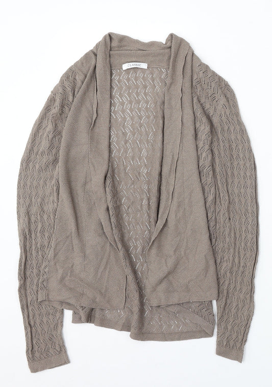 Marks and Spencer Womens Brown V-Neck Linen Cardigan Jumper Size 8