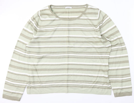 Matalan Womens Multicoloured Round Neck Striped Acrylic Pullover Jumper Size 20
