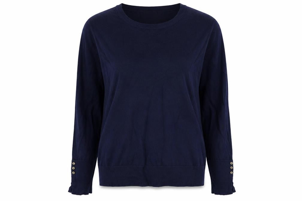 M&Co Womens Blue Round Neck Polyester Pullover Jumper Size M