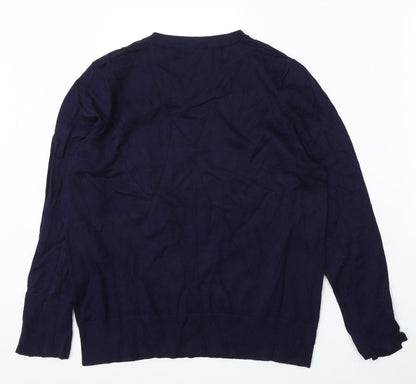 M&Co Womens Blue Round Neck Polyester Pullover Jumper Size M
