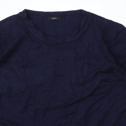 M&Co Womens Blue Round Neck Polyester Pullover Jumper Size M