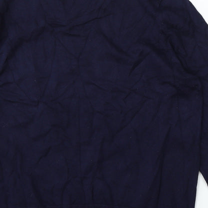 M&Co Womens Blue Round Neck Polyester Pullover Jumper Size M