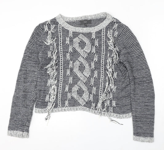 NEXT Womens Multicoloured Round Neck Geometric Cotton Pullover Jumper Size 14