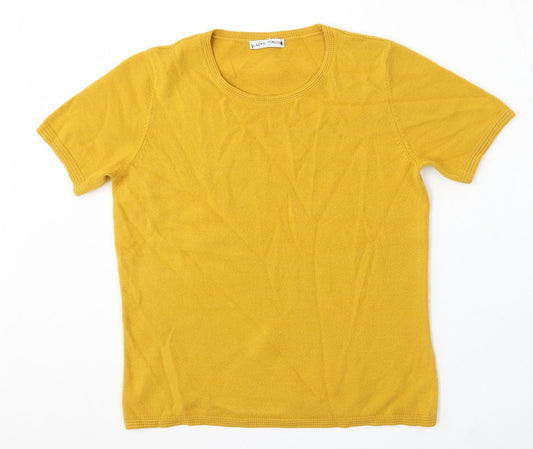 Marks and Spencer Womens Yellow Round Neck Acrylic Pullover Jumper Size 12