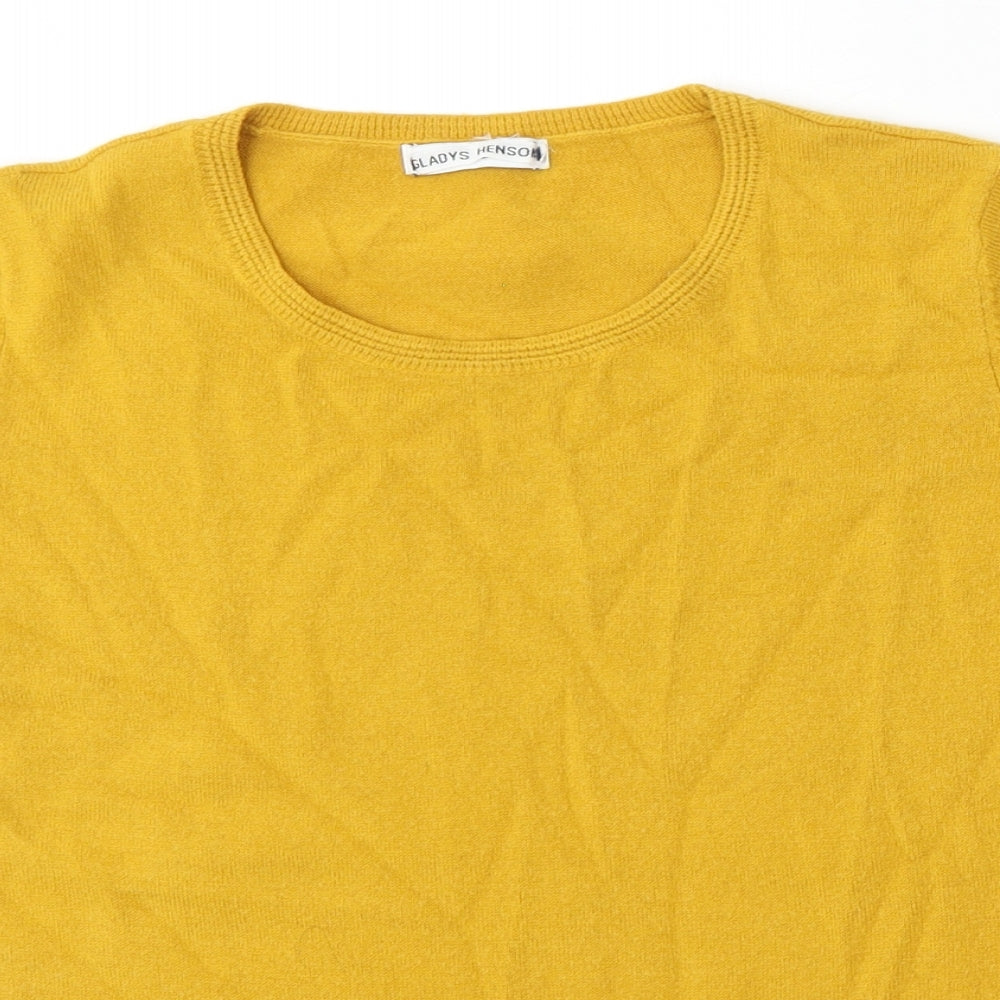 Marks and Spencer Womens Yellow Round Neck Acrylic Pullover Jumper Size 12