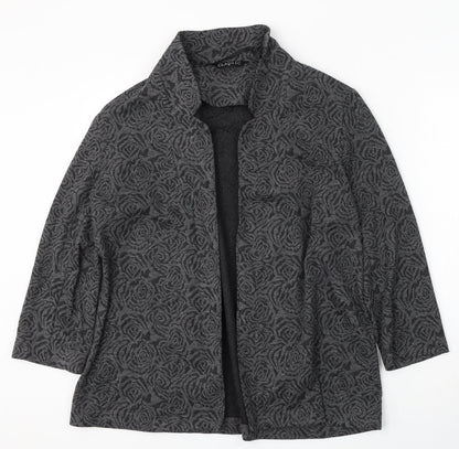 Classics Womens Grey Floral Polyester Jacket Blazer Size 16