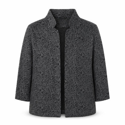 Classics Womens Grey Floral Polyester Jacket Blazer Size 16