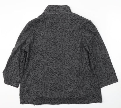 Classics Womens Grey Floral Polyester Jacket Blazer Size 16