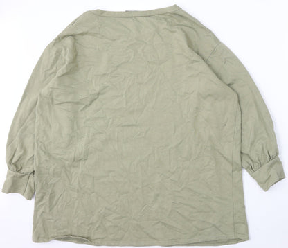PRETTYLITTLETHING Womens Green Round Neck Polyester Pullover Jumper Size 10