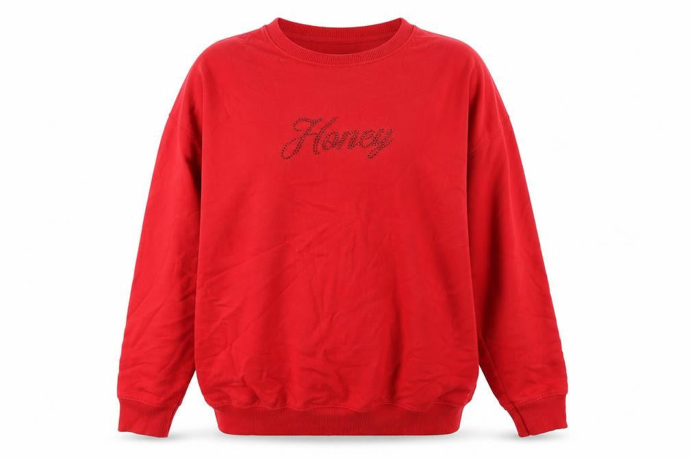 New Look Womens Red Cotton Pullover Sweatshirt Size M