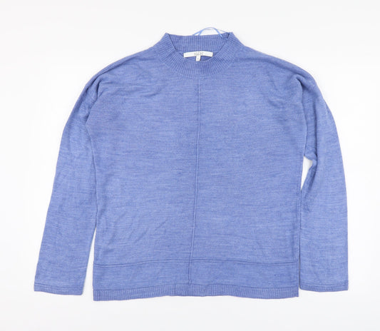 Vida Vi Womens Blue High Neck Acrylic Pullover Jumper Size L