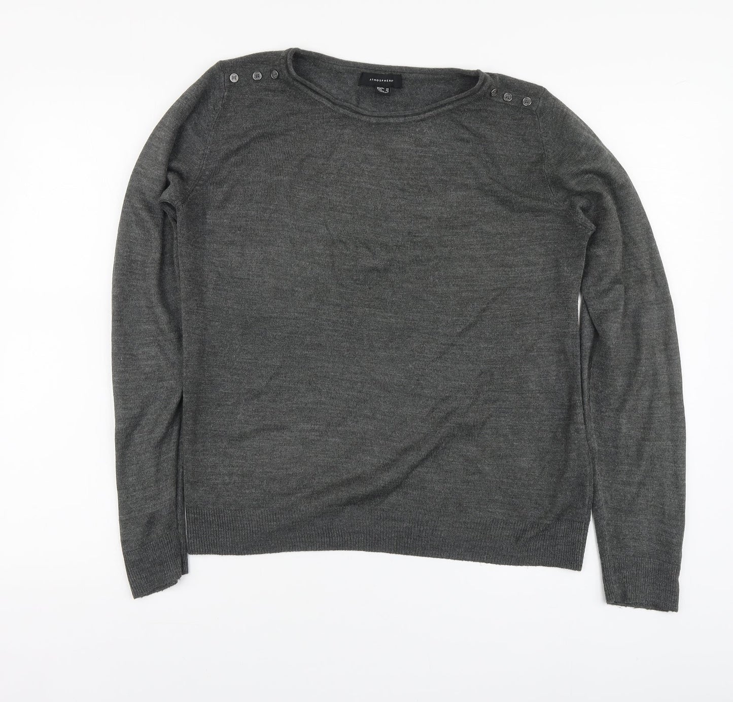 Atmosphere Womens Grey Round Neck Acrylic Pullover Jumper Size 10