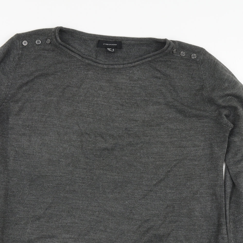 Atmosphere Womens Grey Round Neck Acrylic Pullover Jumper Size 10