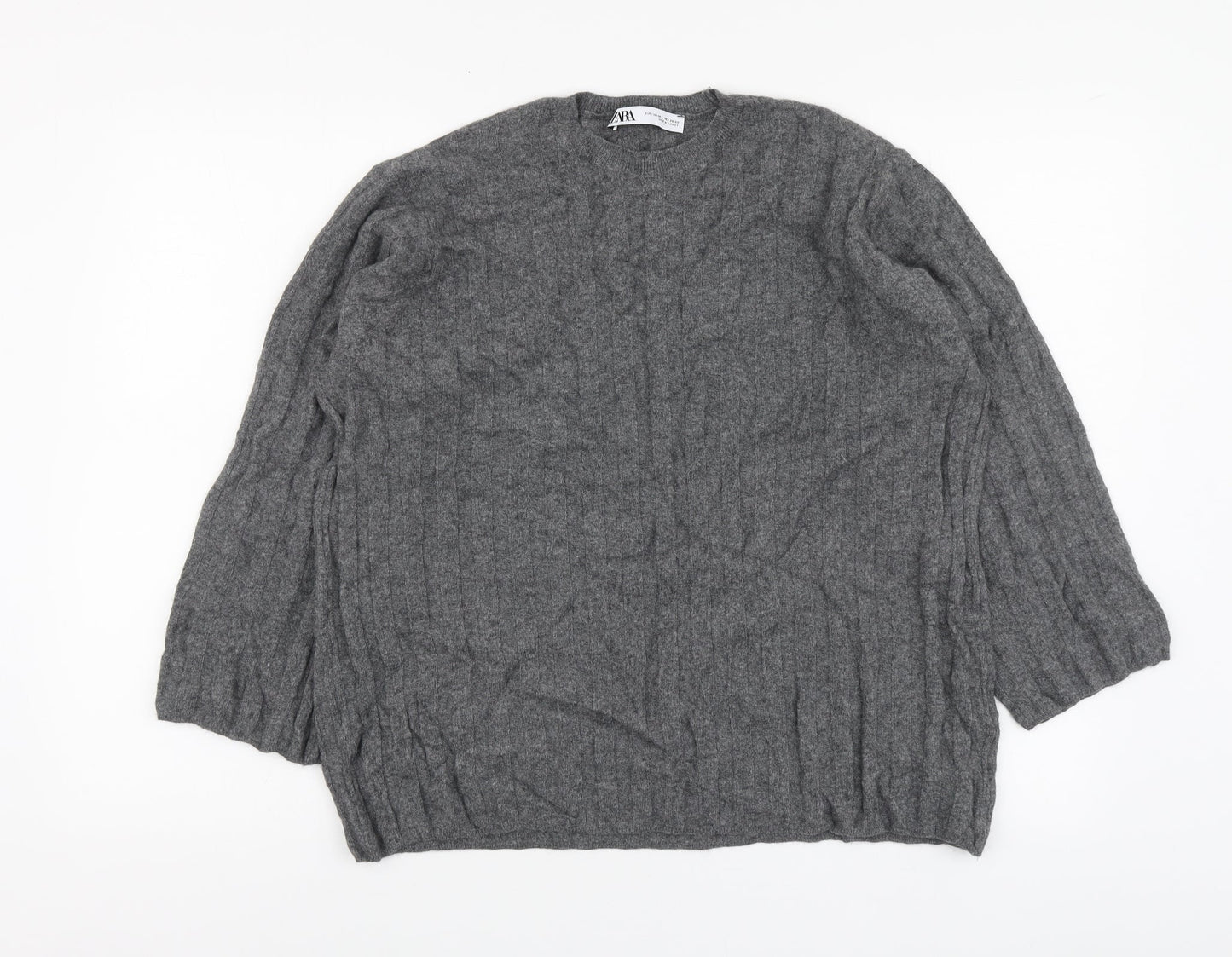 Zara Womens Grey Roll Neck Polyamide Pullover Jumper Size M