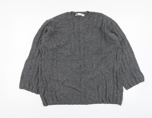 Zara Womens Grey Roll Neck Polyamide Pullover Jumper Size M