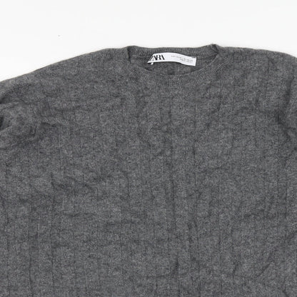 Zara Womens Grey Roll Neck Polyamide Pullover Jumper Size M