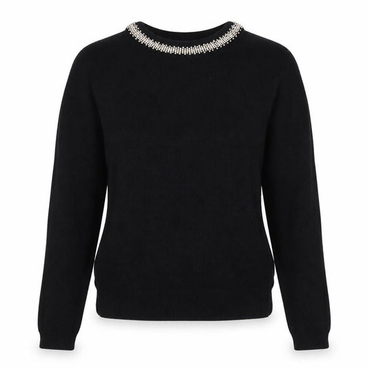 Topshop Womens Black Round Neck Cotton Pullover Jumper Size 10