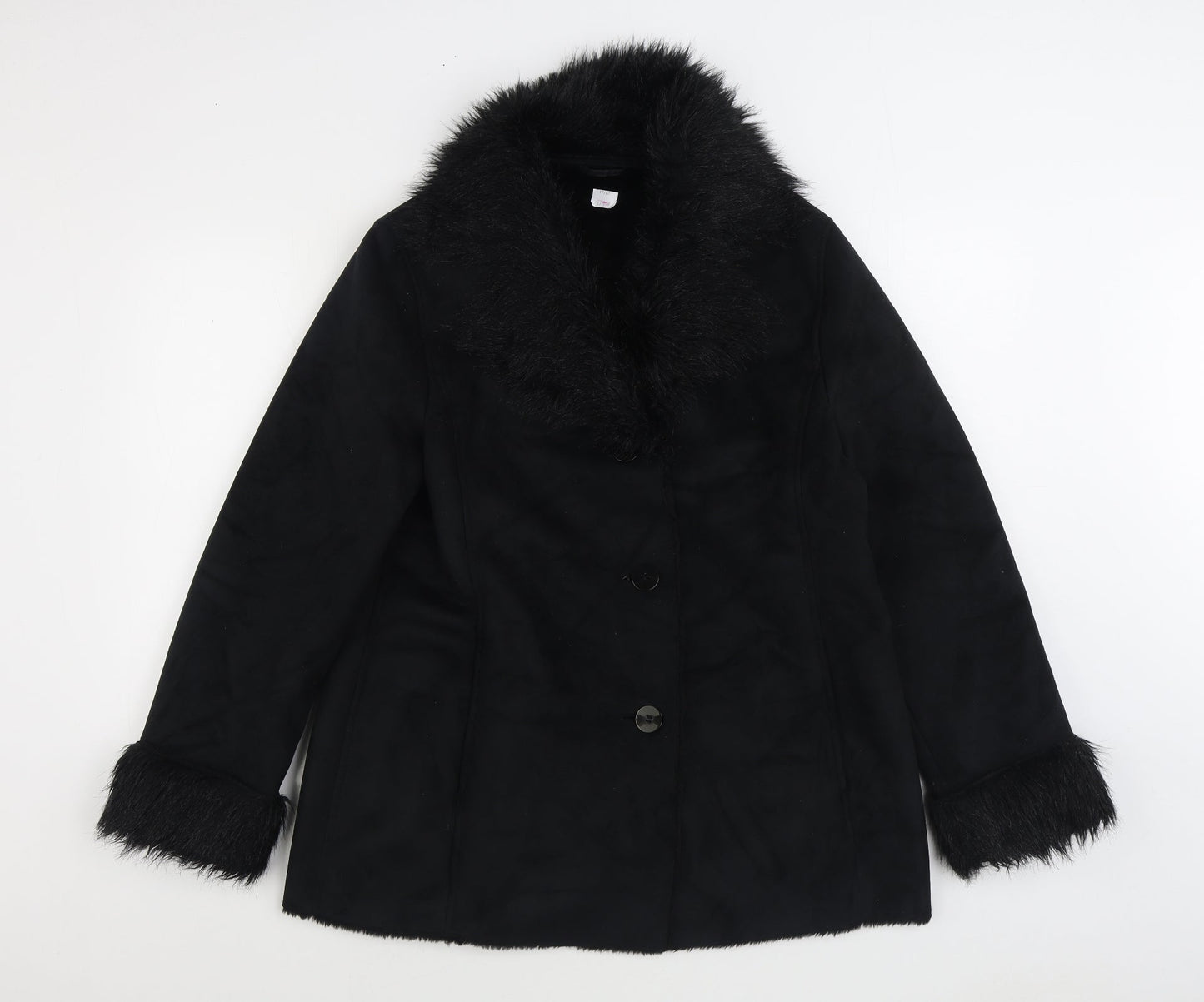 Berkertex Womens Black Overcoat Coat Size 14 Button