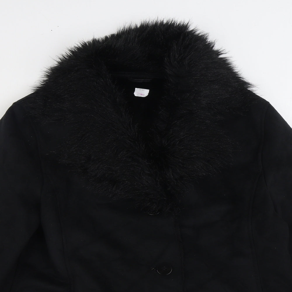 Berkertex Womens Black Overcoat Coat Size 14 Button