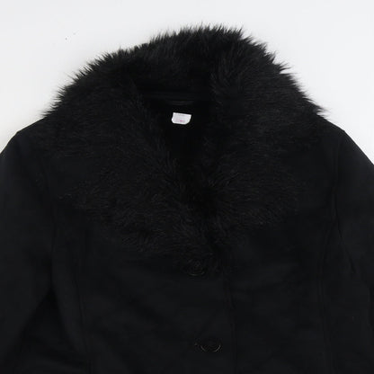 Berkertex Womens Black Overcoat Coat Size 14 Button