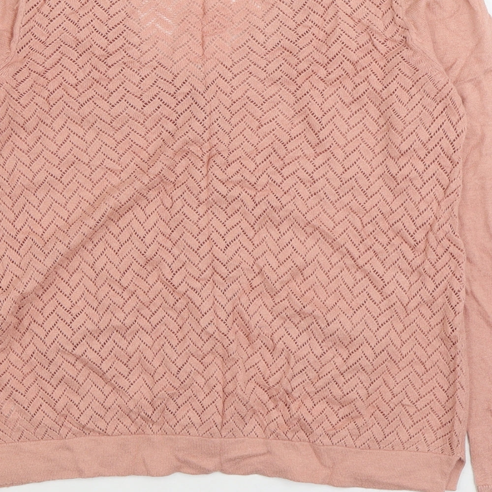 French Connection Womens Pink V-Neck Viscose Cardigan Jumper Size S