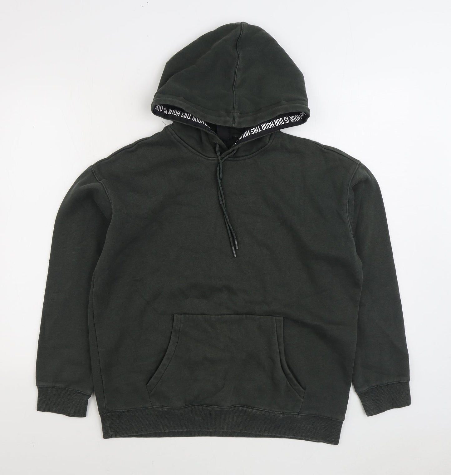 H&M Mens Green Cotton Pullover Hoodie Size S