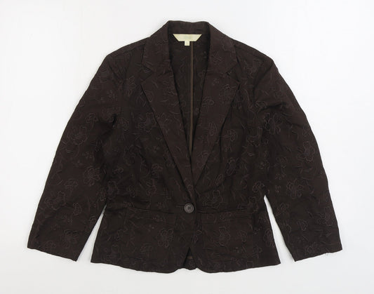 Marks and Spencer Womens Brown Jacket Blazer Size 8 Button