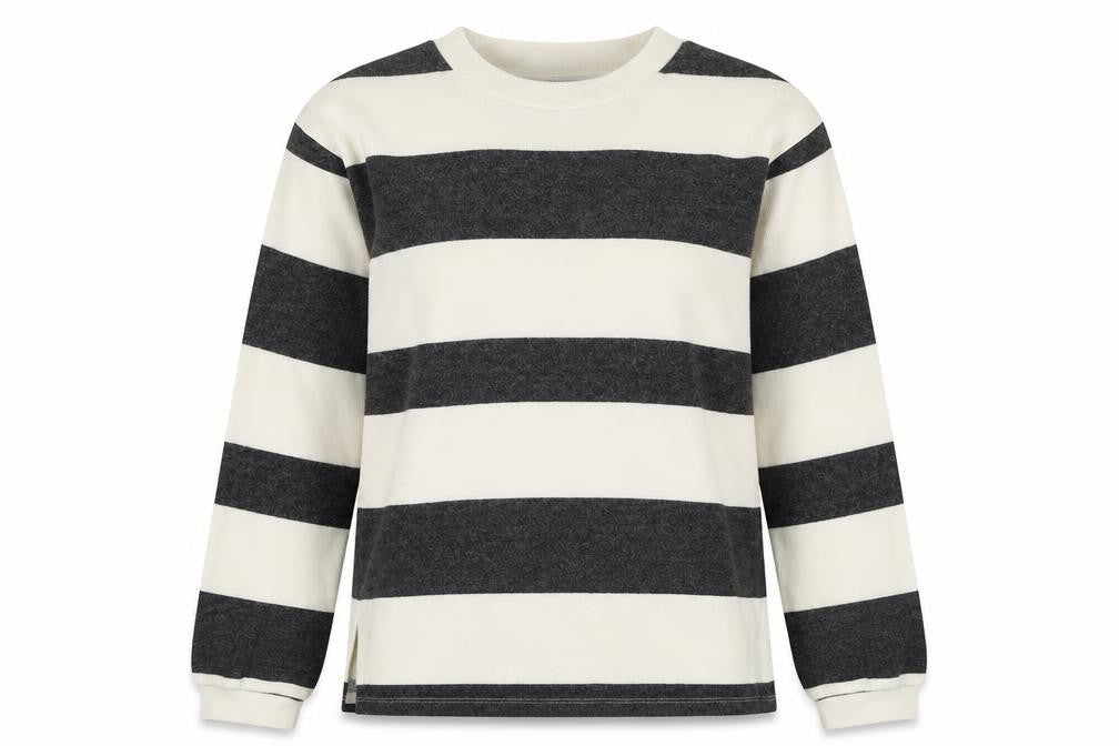 F&F Womens White Striped Polyester Pullover Sweatshirt Size XS Pullover
