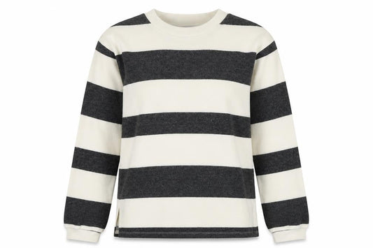 F&F Womens White Striped Polyester Pullover Sweatshirt Size XS Pullover