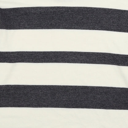 F&F Womens White Striped Polyester Pullover Sweatshirt Size XS Pullover