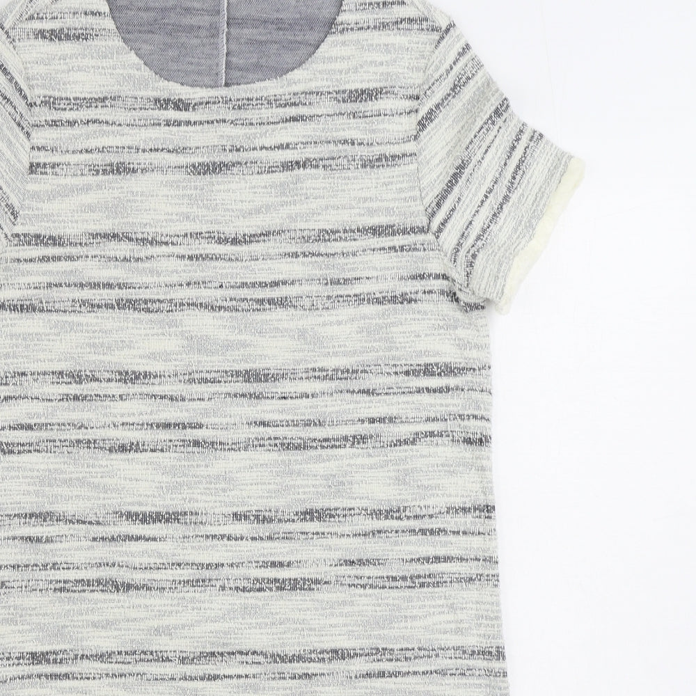 Mango Womens Grey Cotton Jumper Dress Size L Scoop Neck Pullover