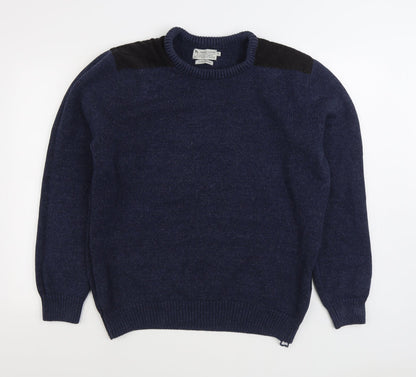 Tu Womens Blue Round Neck 100% Cotton Pullover Jumper Size XL