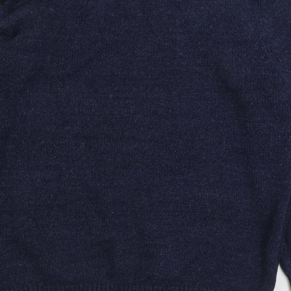 Tu Womens Blue Round Neck 100% Cotton Pullover Jumper Size XL