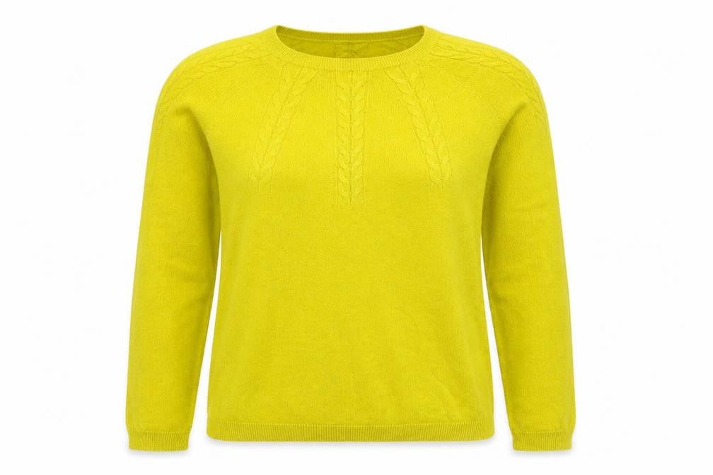 TU Womens Yellow Round Neck Acrylic Pullover Jumper Size 12