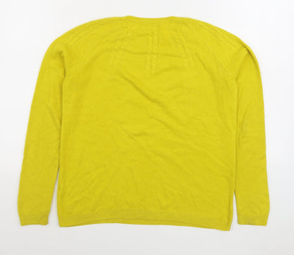 Tu Womens Yellow Round Neck Acrylic Pullover Jumper Size 12
