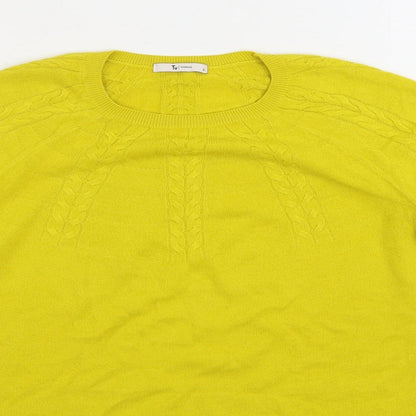 Tu Womens Yellow Round Neck Acrylic Pullover Jumper Size 12