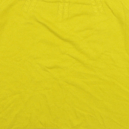 Tu Womens Yellow Round Neck Acrylic Pullover Jumper Size 12