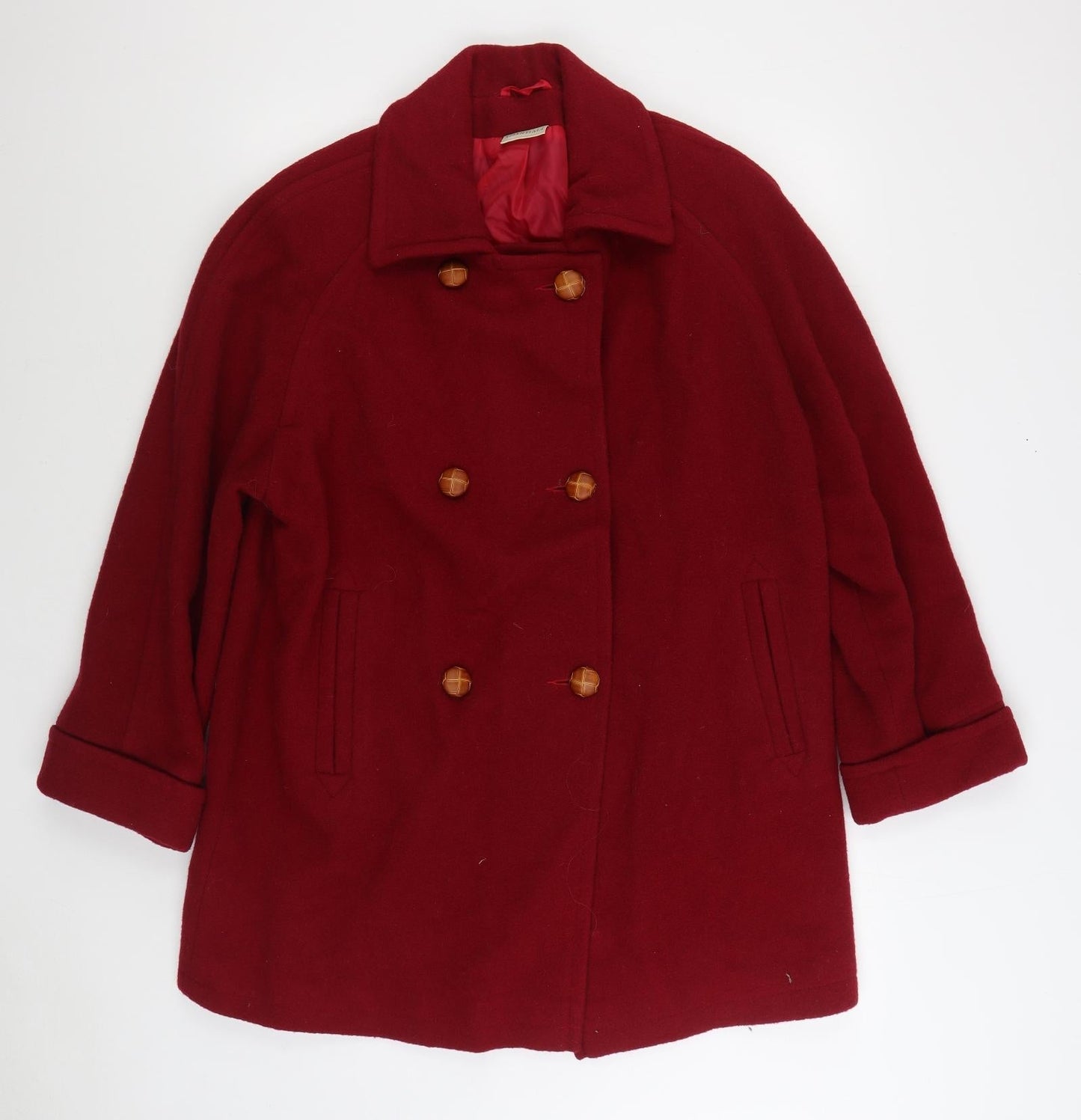 EWM Womens Red Overcoat Coat Size 12 Button