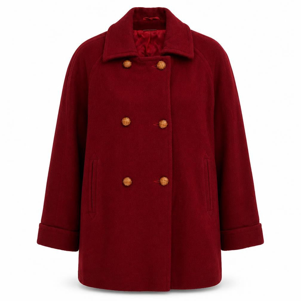 EWM Womens Red Overcoat Coat Size 12 Button