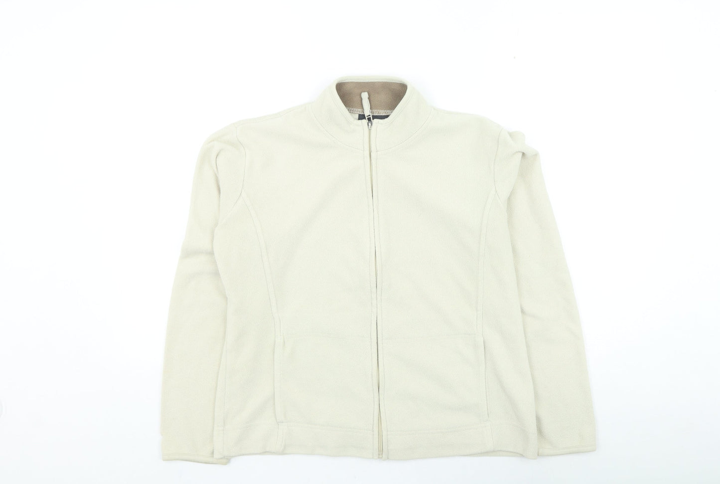 Kiabi Womens Beige High Neck Polyester Full Zip Jumper Size 12