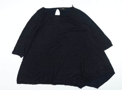 Next Womens Blue Round Neck Viscose Pullover Jumper Size 14