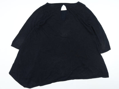 Next Womens Blue Round Neck Viscose Pullover Jumper Size 14