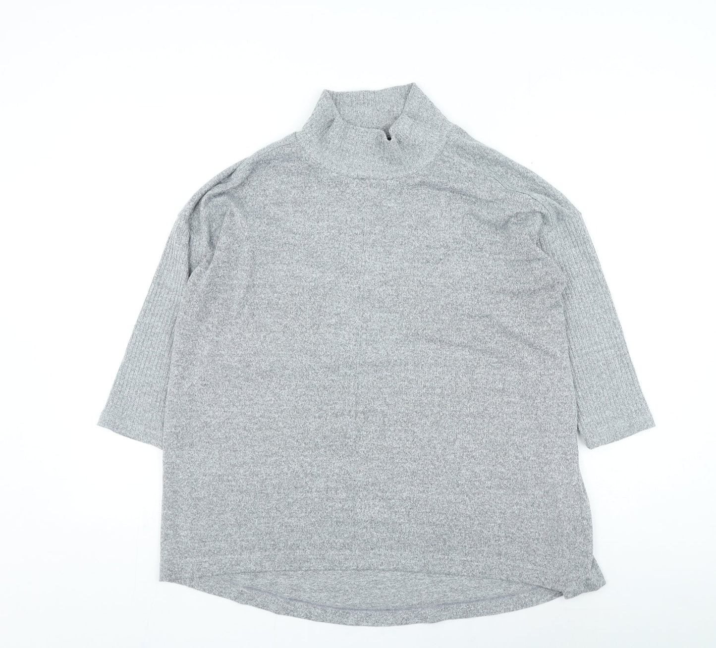 Marks and Spencer Womens Grey High Neck Polyester Pullover Jumper Size 14